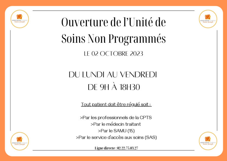 Lire la suite à propos de l’article Ouverture d’une Unité de Soins Non Programmés à la clinique Saint-Joseph