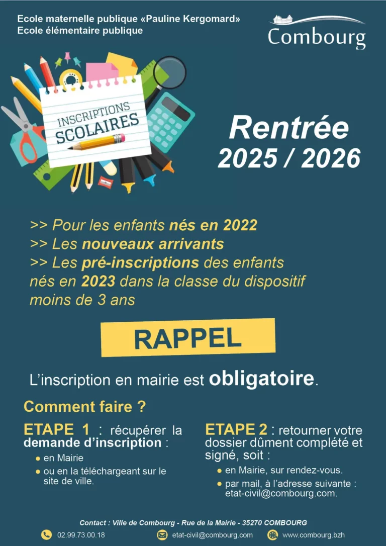 Lire la suite à propos de l’article Inscriptions scolaires 2025/2026