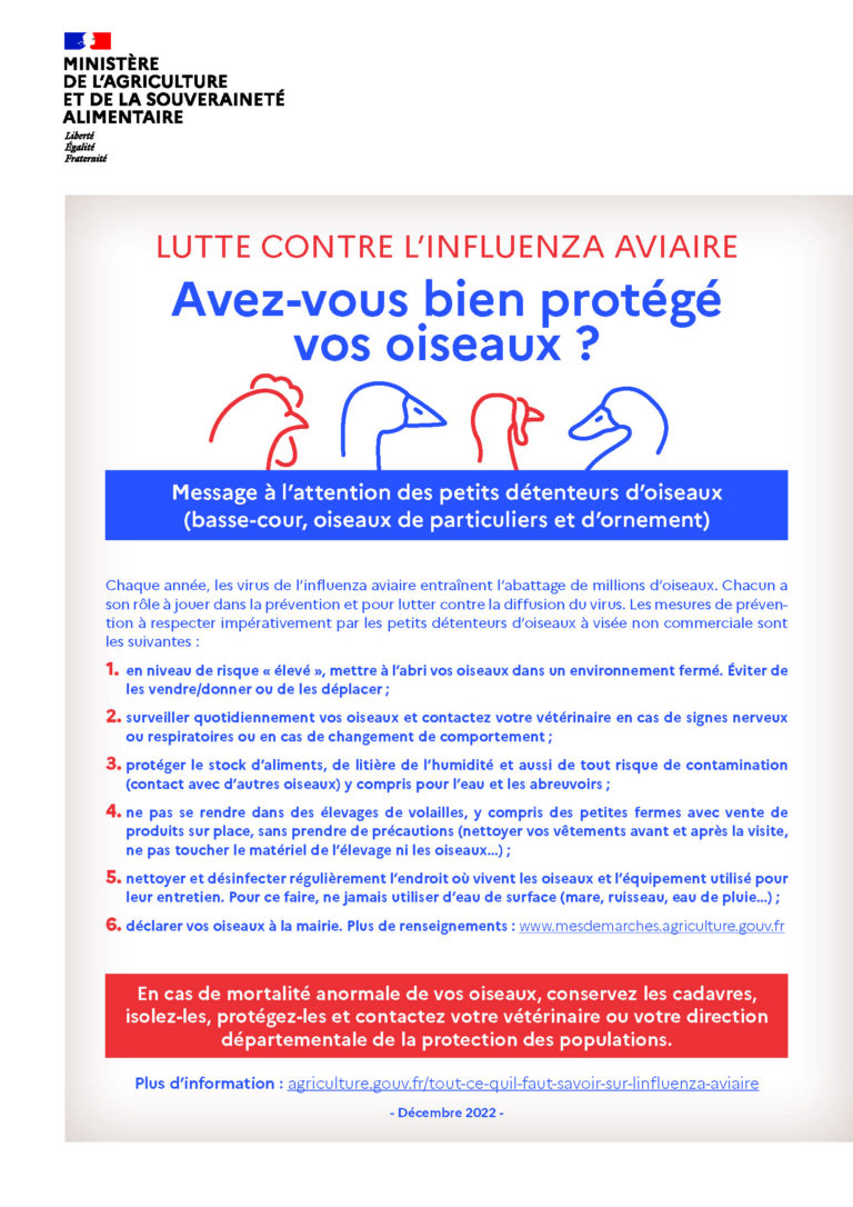 Lire la suite à propos de l’article Influenza aviaire hautement pathogène (IAHP)